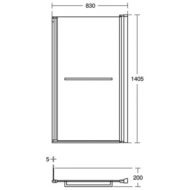 Ideal Standard Tempo L-Shaped Cube Bath Screen with Hinged End Panel and Towel Rail 1400mm H x 830mm W - 5mm Glass