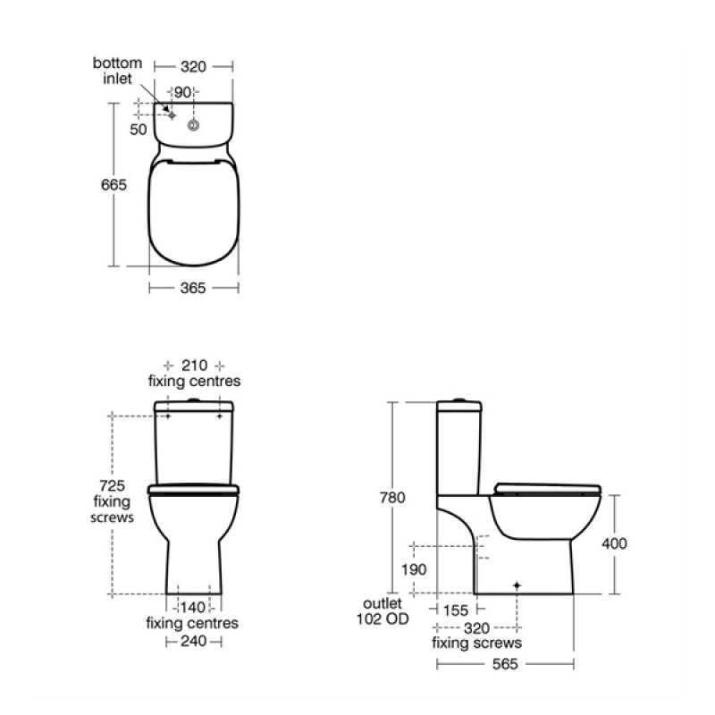 Ideal Standard Tempo Close Coupled Toilet with 4/2.6 Litre Push Button Cistern - Standard Seat