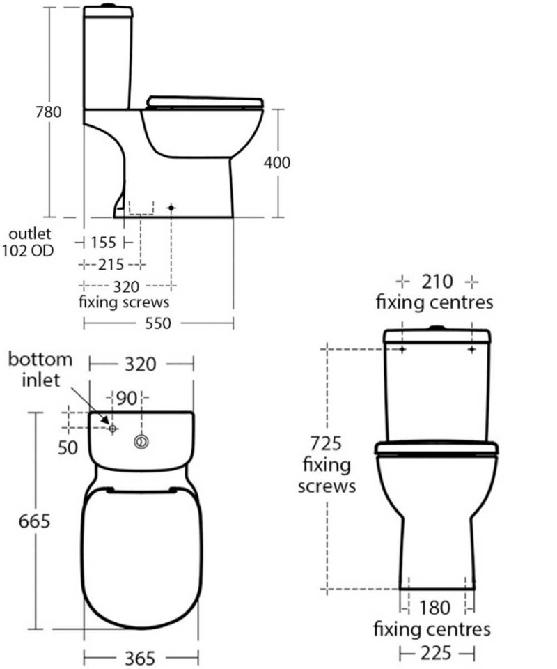 Ideal Standard Tempo Close Coupled Toilet Vertical Outlet & Dual Flush Cistern - Standard Seat