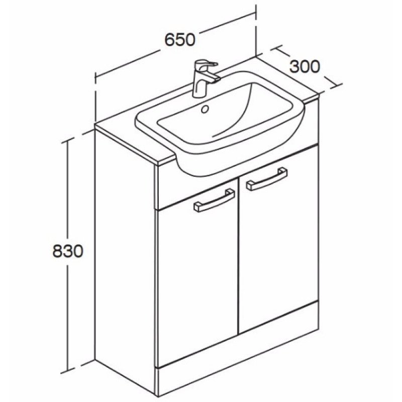 Ideal Standard Tempo Vanity Unit and Basin 650mm Wide Gloss White