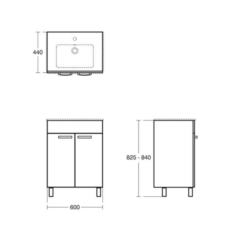 Ideal Standard Tempo 2-Door Vanity Unit with Legs 600mm Wide Gloss White