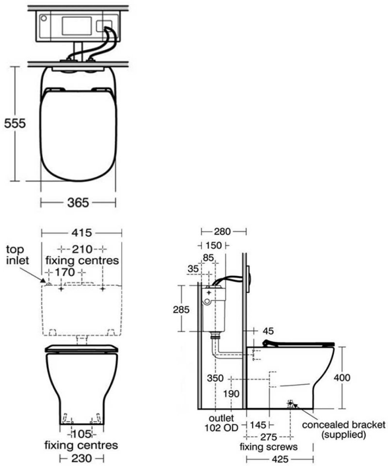 Ideal Standard Tesi Toilet T353501+T352801 Back to Wall White