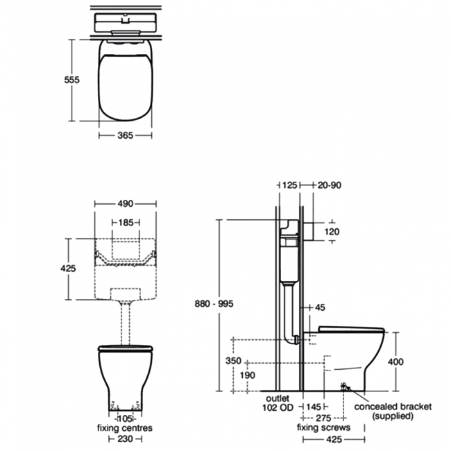 Ideal Standard Tesi Back to Wall Toilet - Slim Soft Close Seat and Cover