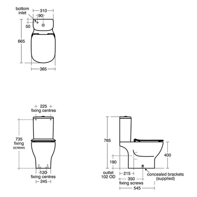 Ideal Standard Tesi Close Coupled Toilet with 4/2.6 Litre Cistern - Standard Seat and Cover