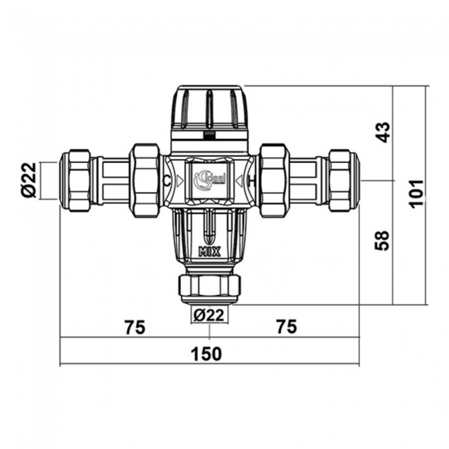 Ideal Standard Ancillaries Exposed Thermostatic Mixing Valve 22mm - Chrome