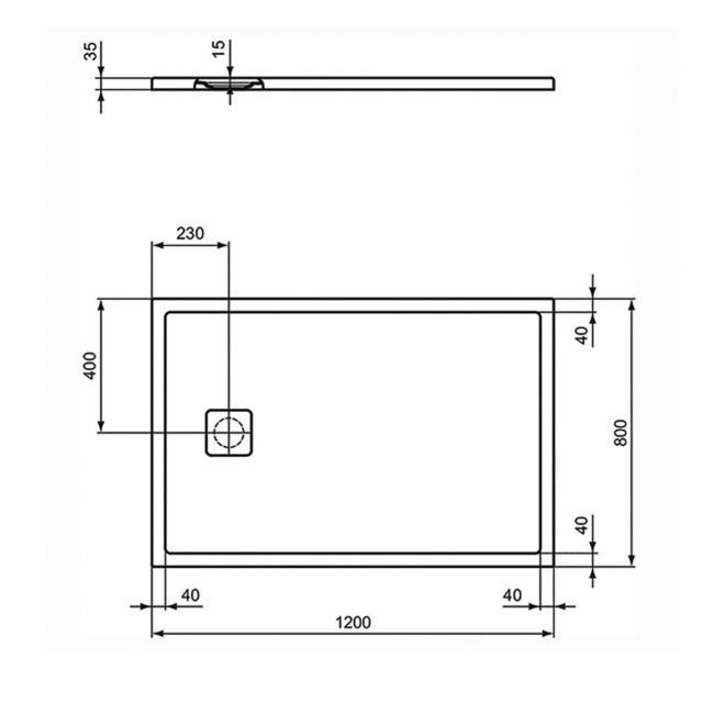 Ideal Standard Ultra Flat Evo Shower Tray 1200mm X 800mm T5439FO