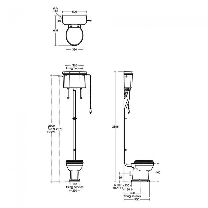 Ideal Standard Waverley Toilet U470301+U470701+U011801 High Level