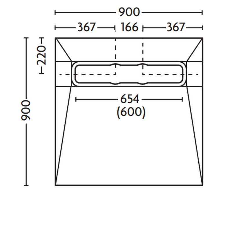Impey Aqua-Dec Linear 4 Wet Room Former 900mm x 900mm (inc Brushed Steel Drain)
