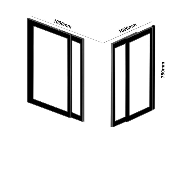 Impey Elevate Option 1 Corner Half Height Door 1000mm x 1000mm - Non Handed