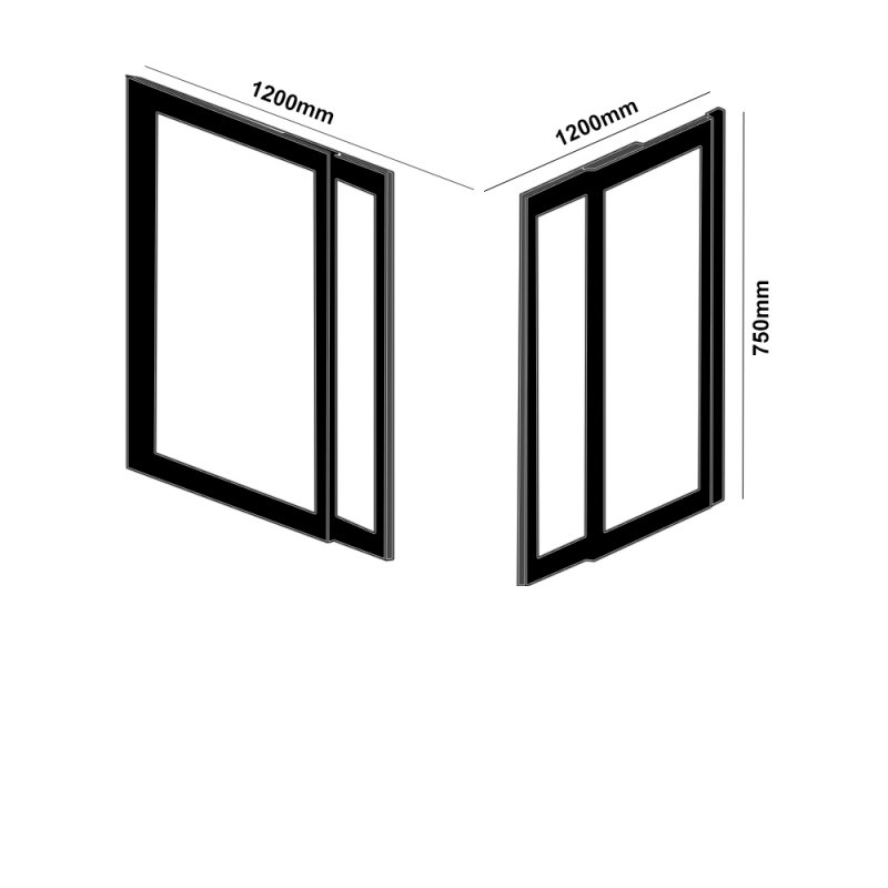Impey Elevate Option 1 Corner Half Height Door 1200mm x 1200mm - Non Handed