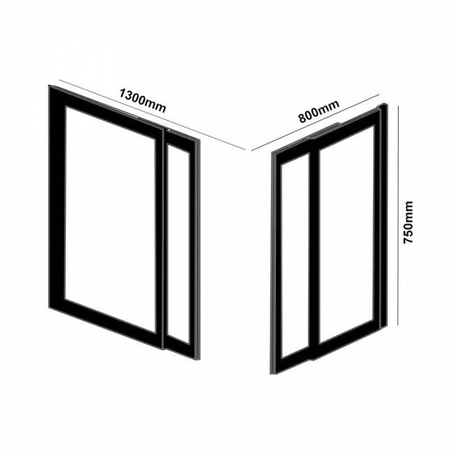 Impey Elevate Option 1 Corner Half Height Door 1300mm x 800mm - Left Handed