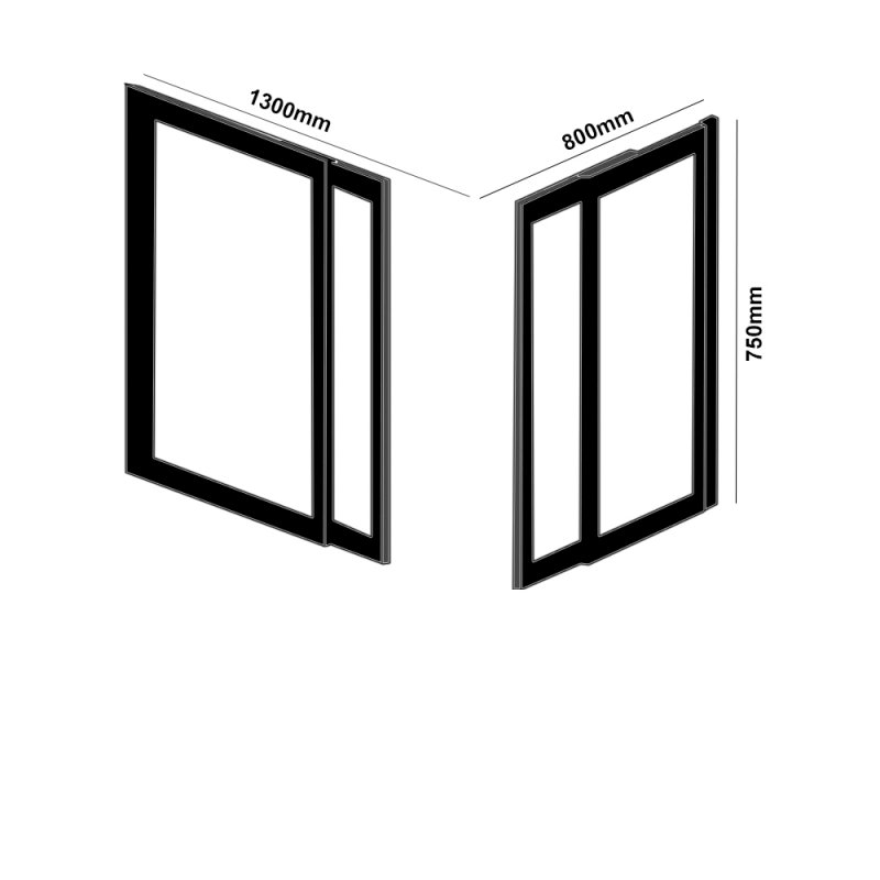 Impey Elevate Option 1 Corner Half Height Door 1300mm x 800mm - Left Handed