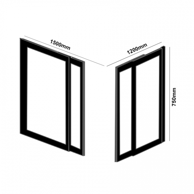 Impey Elevate Option 1 Corner Half Height Door 1500mm x 1200mm - Left Handed