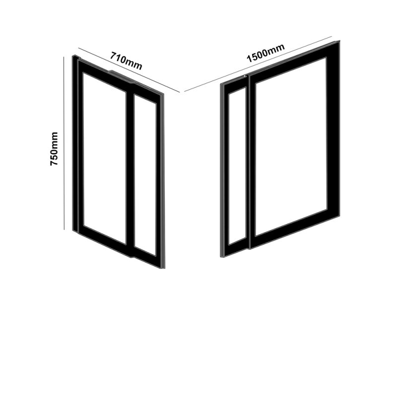 Impey Elevate Option 1 Corner Half Height Door 1500mm x 710mm - Right Handed