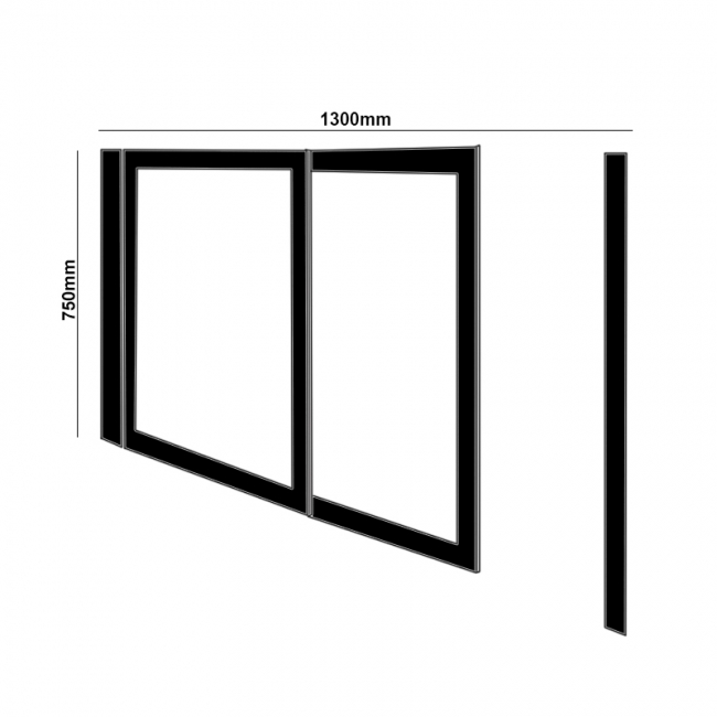 Impey Elevate Option 2 Alcove Half Height Door 1300mm Wide - Left Handed