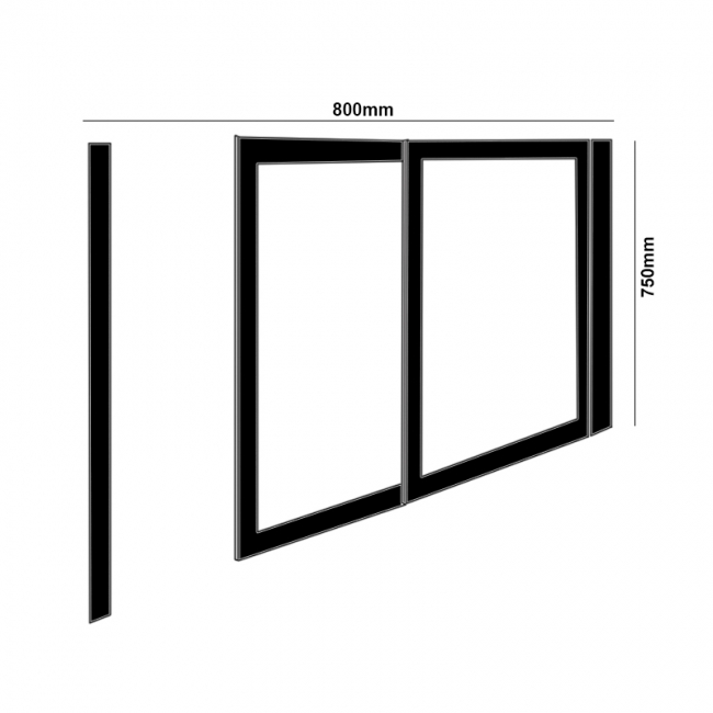 Impey Elevate Option 2 Alcove Half Height Door 800mm Wide - Right Handed