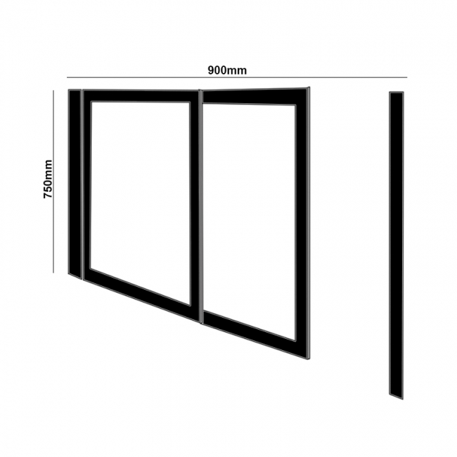 Impey Elevate Option 2 Alcove Half Height Door 900mm Wide - Left Handed
