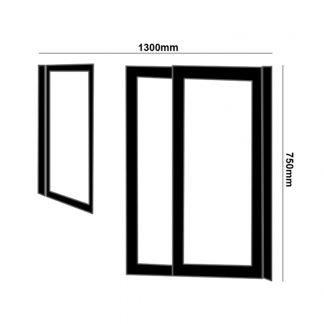 Impey Elevate Option 3 Alcove Half Height Door 1300mm Wide - Left Handed