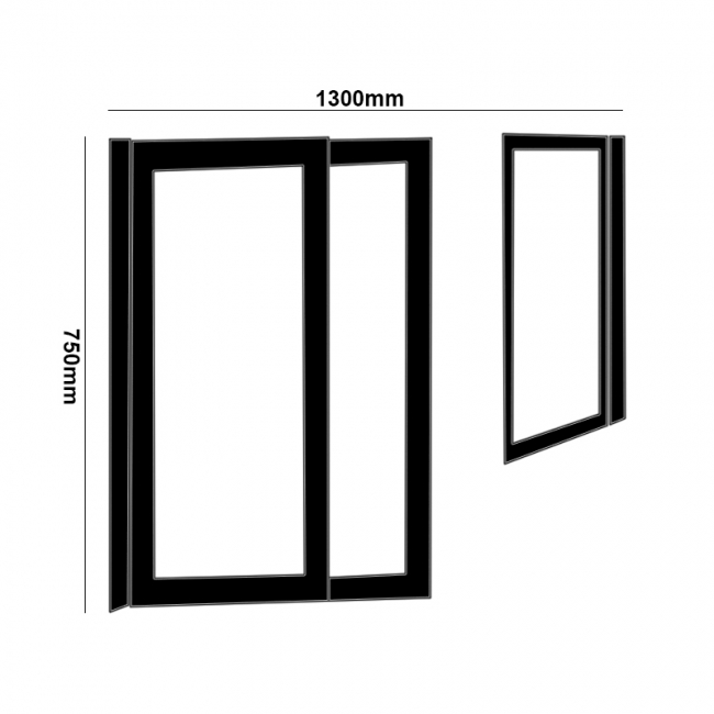Impey Elevate Option 3 Alcove Half Height Door 1300mm Wide - Right Handed