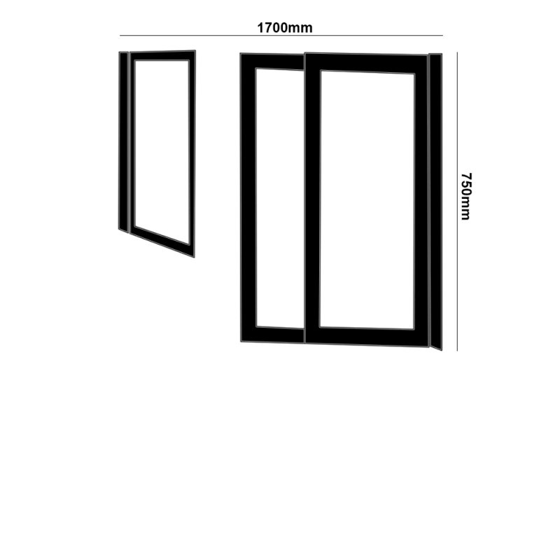 Impey Elevate Option 3 Alcove Half Height Door 1700mm Wide - Left Handed