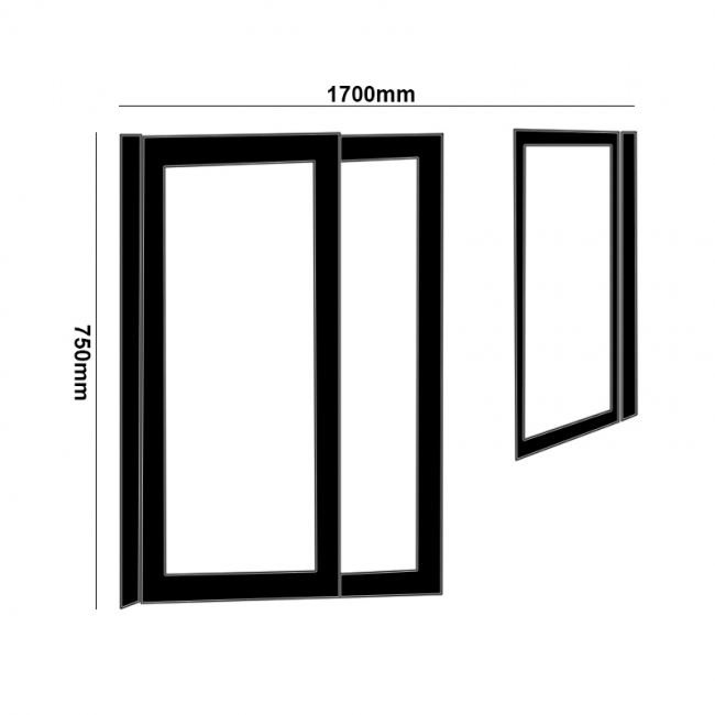 Impey Elevate Option 3 Alcove Half Height Door 1700mm Wide - Right Handed
