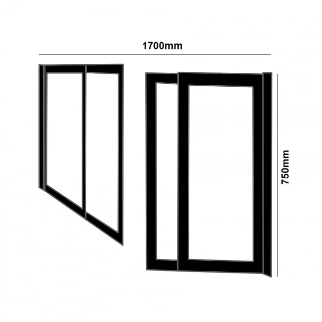 Impey Elevate Option 4 Alcove Half Height Door 1700mm Wide - Non Handed  | Dimension Image