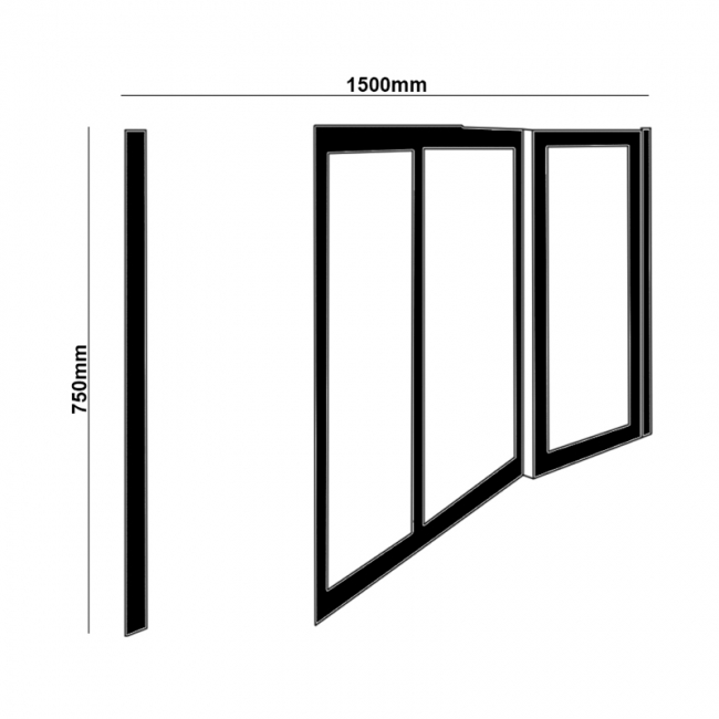 Impey Elevate Option 5 Alcove Half Height Door 1500mm Wide - Right Handed