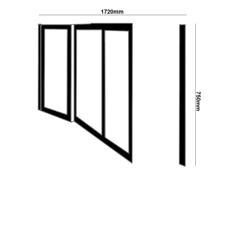 Impey Elevate Option 5 Alcove Half Height Door 1720mm Wide - Left Handed