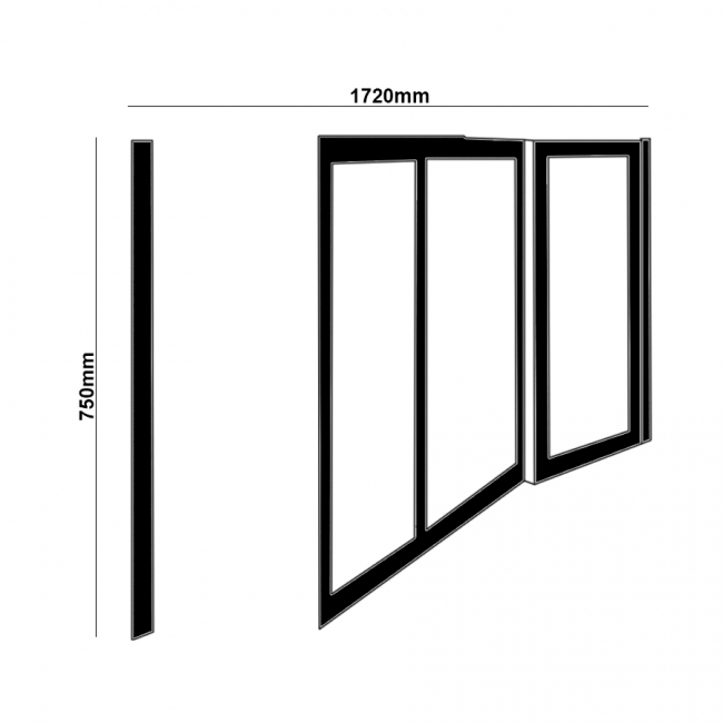 Impey Elevate Option 5 Alcove Half Height Door 1720mm Wide - Right Handed