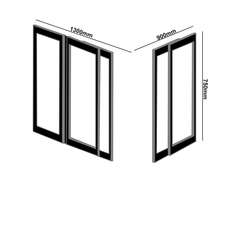 Impey Elevate Option 6 Corner Half Height Door 1300mm x 900mm - Left Handed