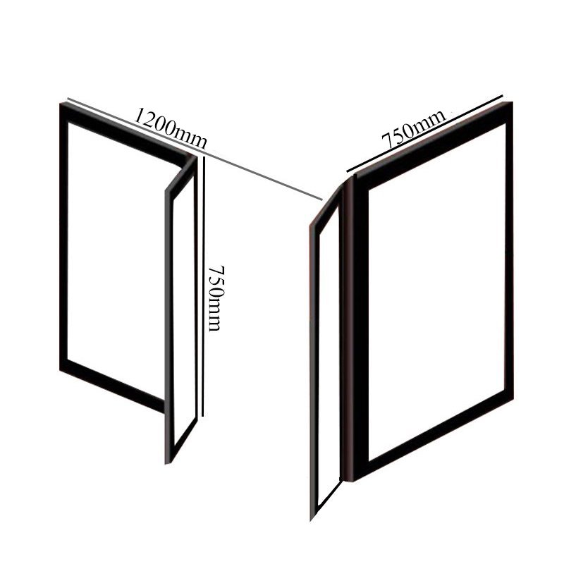 Impey Elevate Option D Corner Half Height Door 1200mm x 750mm - Left Handed  | Dimension Image