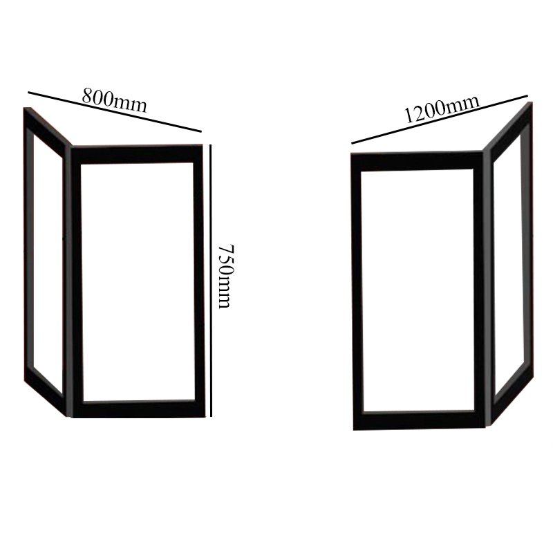 Impey Elevate Option H Corner Half Height Door 1200mm x 800mm - Right Handed  | Dimension Image