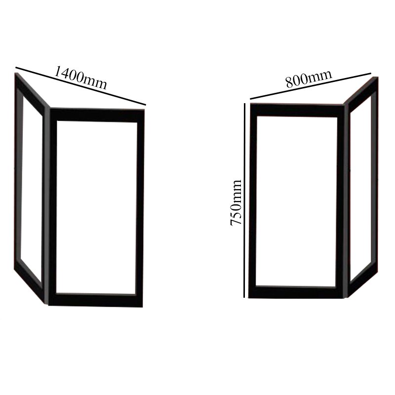 Impey Elevate Option H Corner Half Height Door 1400mm x 800mm - Left Handed  | Dimension Image
