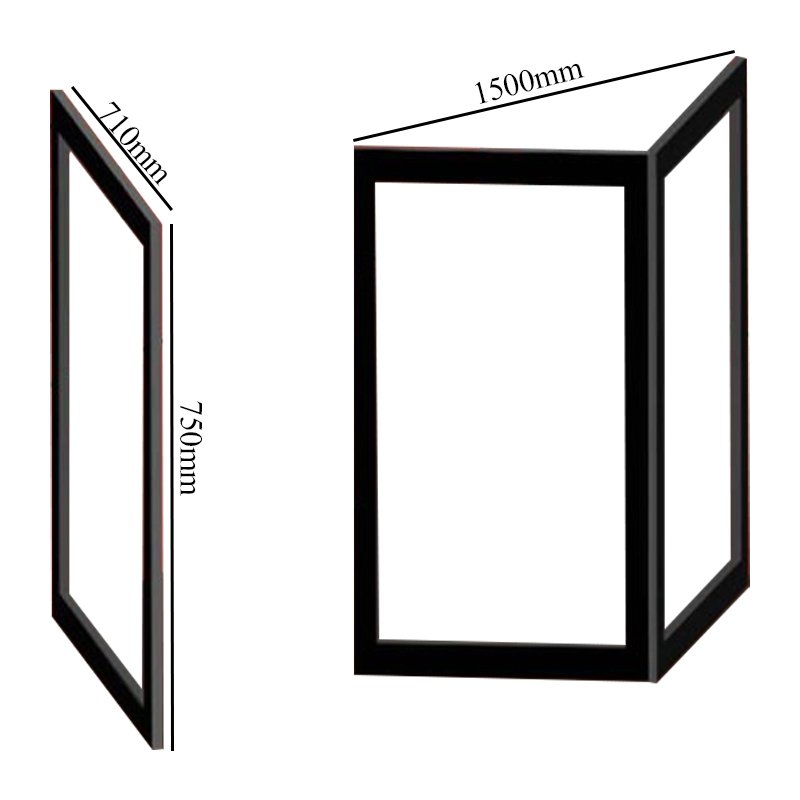Impey Elevate Option J Corner Half Height Door 1500mm x 710mm - Right Handed