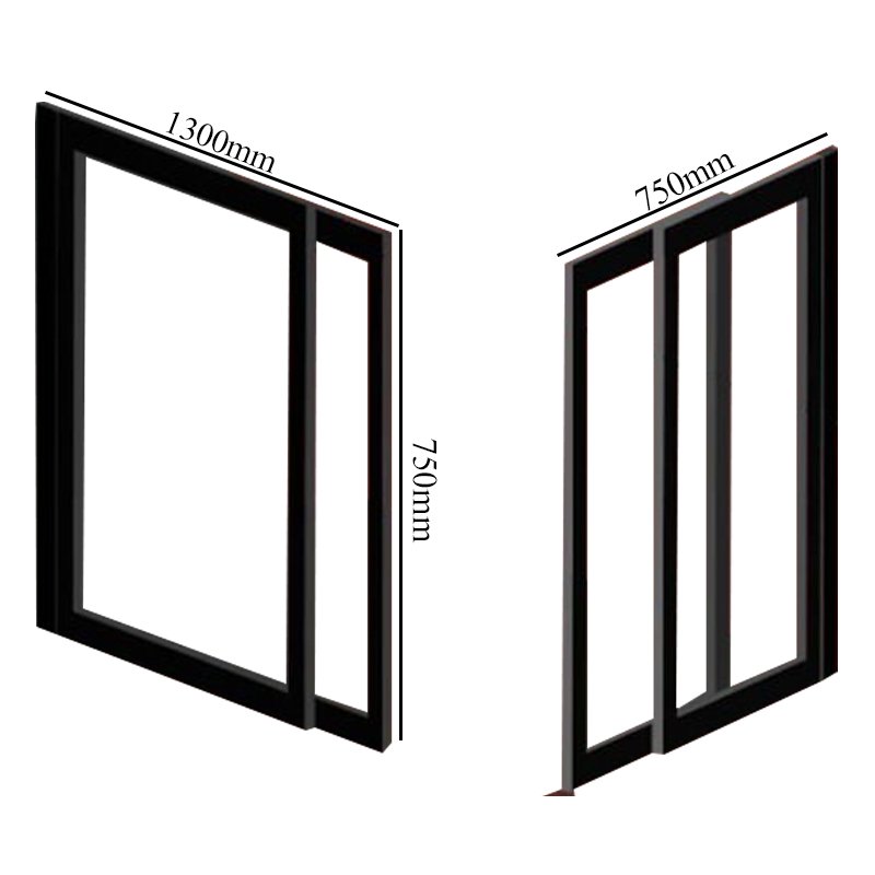 Impey Freeglide Option 1 Corner Half Height Door 1300mm x 750mm - Left Handed  | Dimension Image