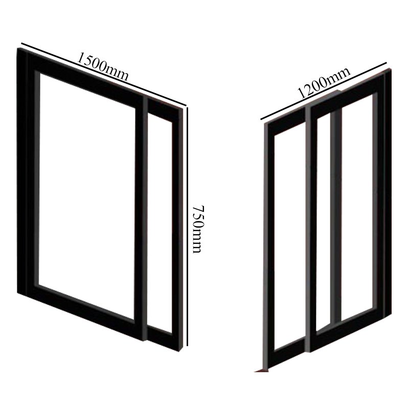 Impey Freeglide Option 1 Corner Half Height Door 1500mm x 1200mm - Left Handed  | Dimension Image