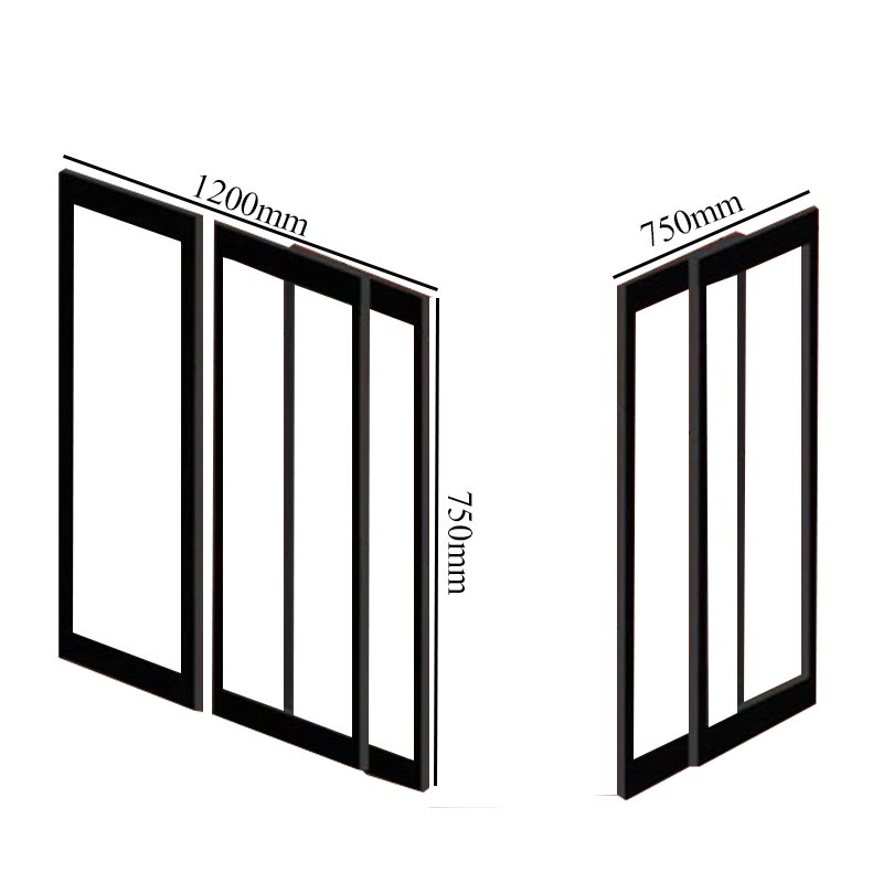 Impey Freeglide Option 6 Corner Half Height Door 1200mm X 750mm - Left Handed  | Dimension Image