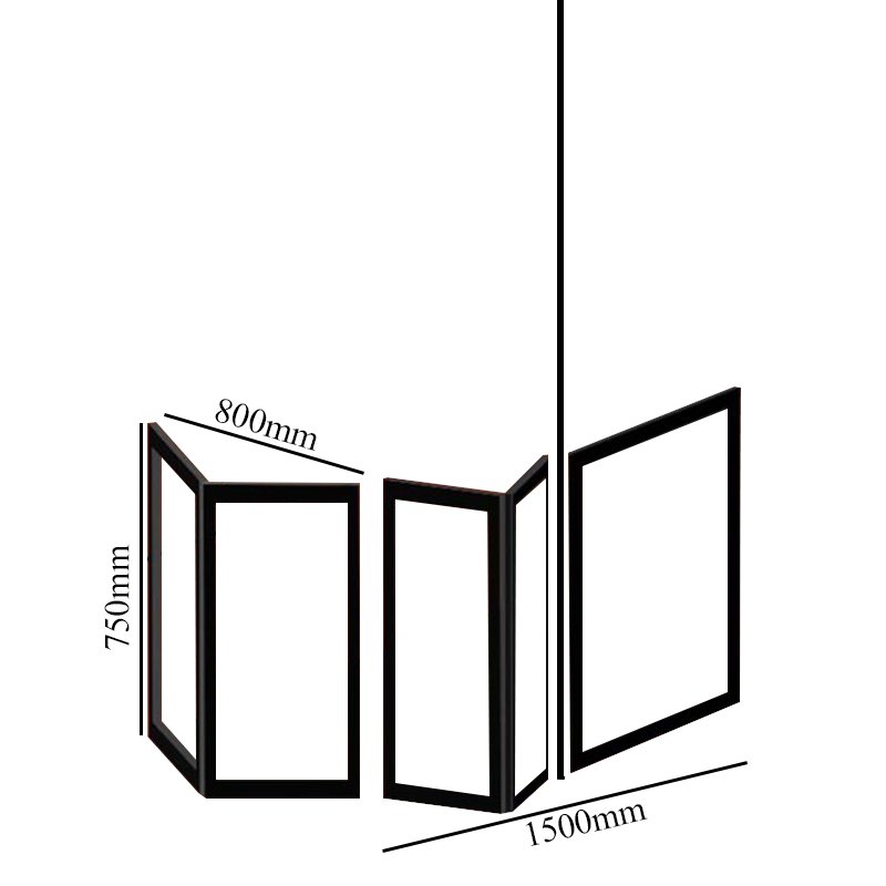 Impey Freeglide Option E Corner Half Height Door 1500mm X 800mm - Right Handed  | Dimension Image