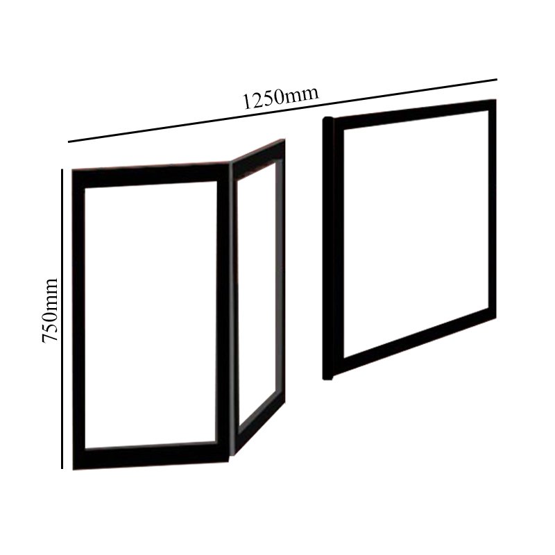 Impey Freeglide Option M Alcove Half Height Door 1250mm Wide - Right Handed  | Dimension Image
