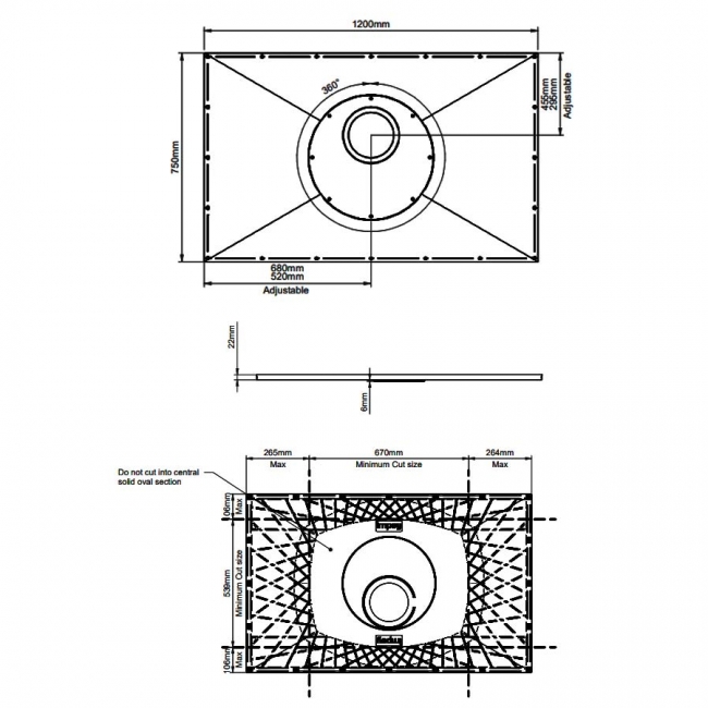 Impey Level-Dec EasyFit Wet Room Former Tray 1200mm x 750mm (inc Vinyl Floor Waste)