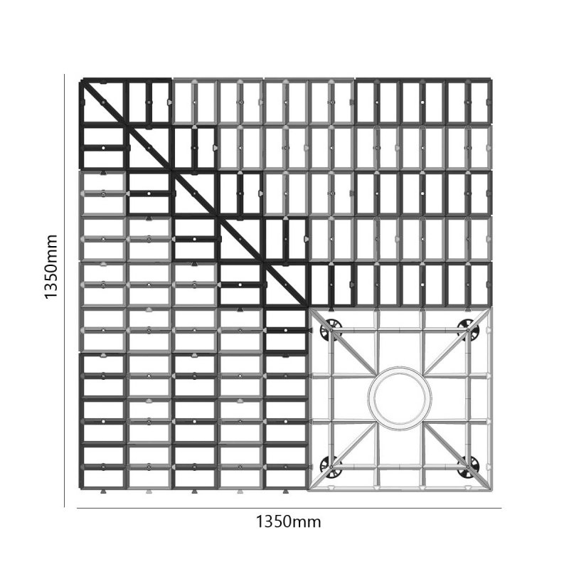 Impey Level-Grade Modular Wet Room Floor Former 1350mm x 1350mm (for Vinyl Floors) 