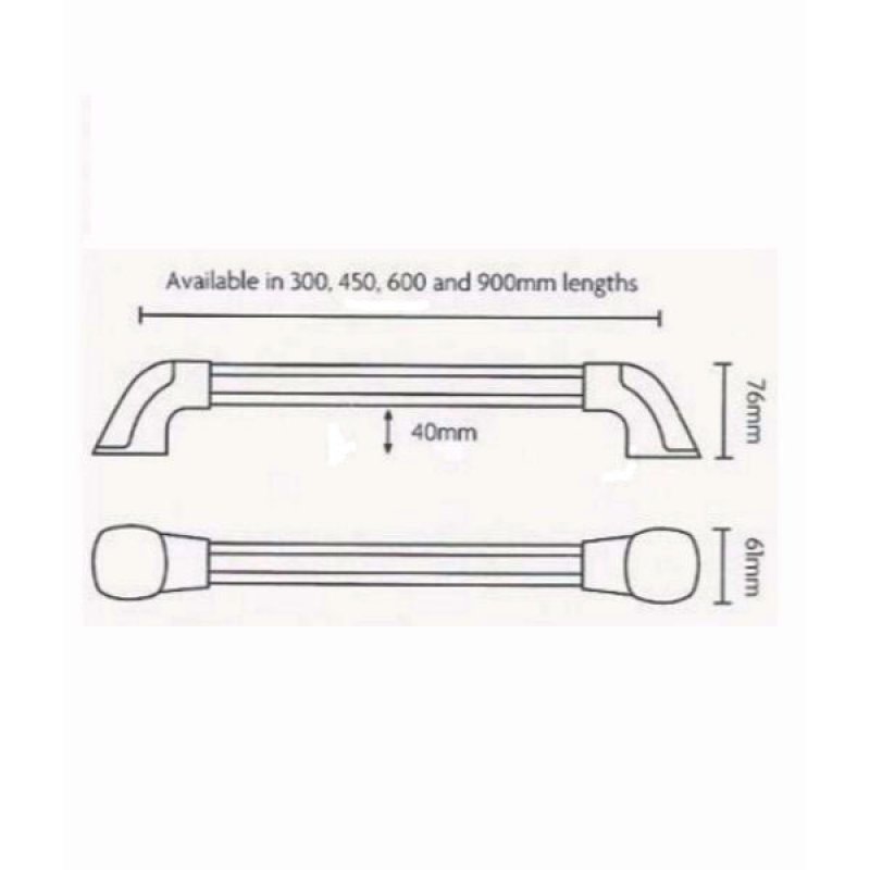 Impey Maxi-Grip Plus Hand Rail White/Grey 600mm x 2 Rails