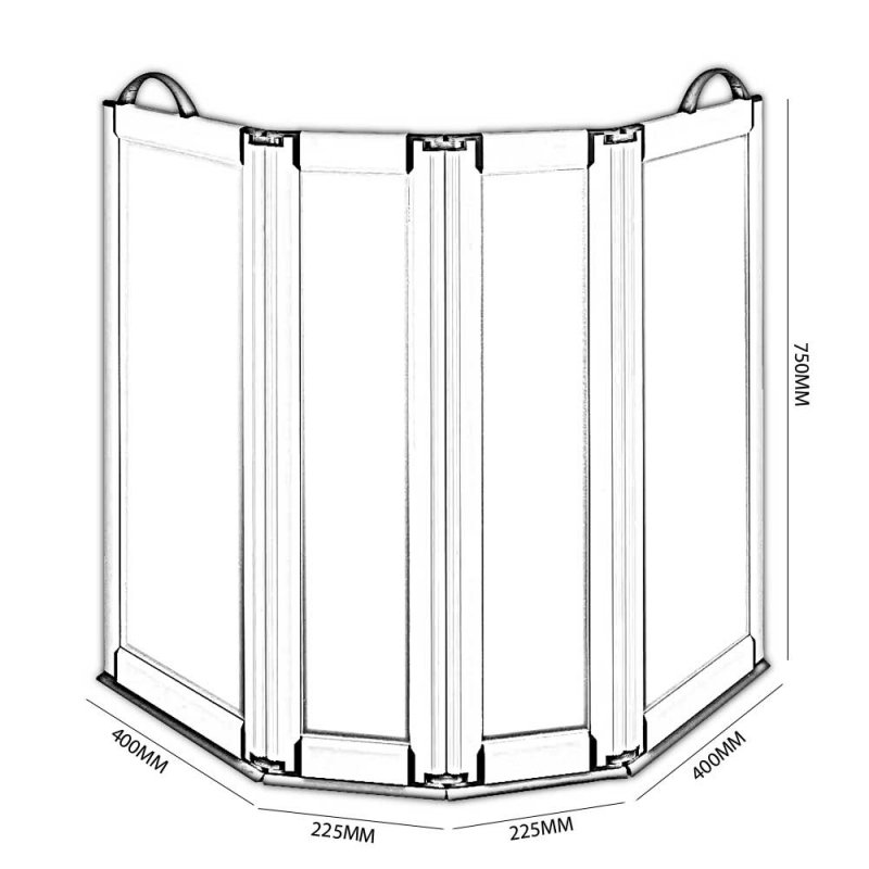Impey Portable Folding Shower Screen 750mm High x 2x400mm x 2x225mm
