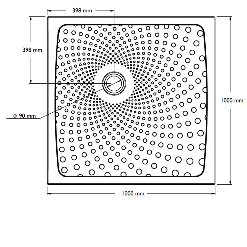 Impey Slimline 35 Square Shower Tray with Waste 1000mm x 1000mm Flat Top