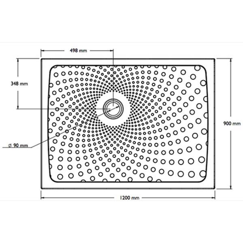 Impey Slimline 35 Rectangular Shower Tray with Waste 1200mm x 900mm Flat Top