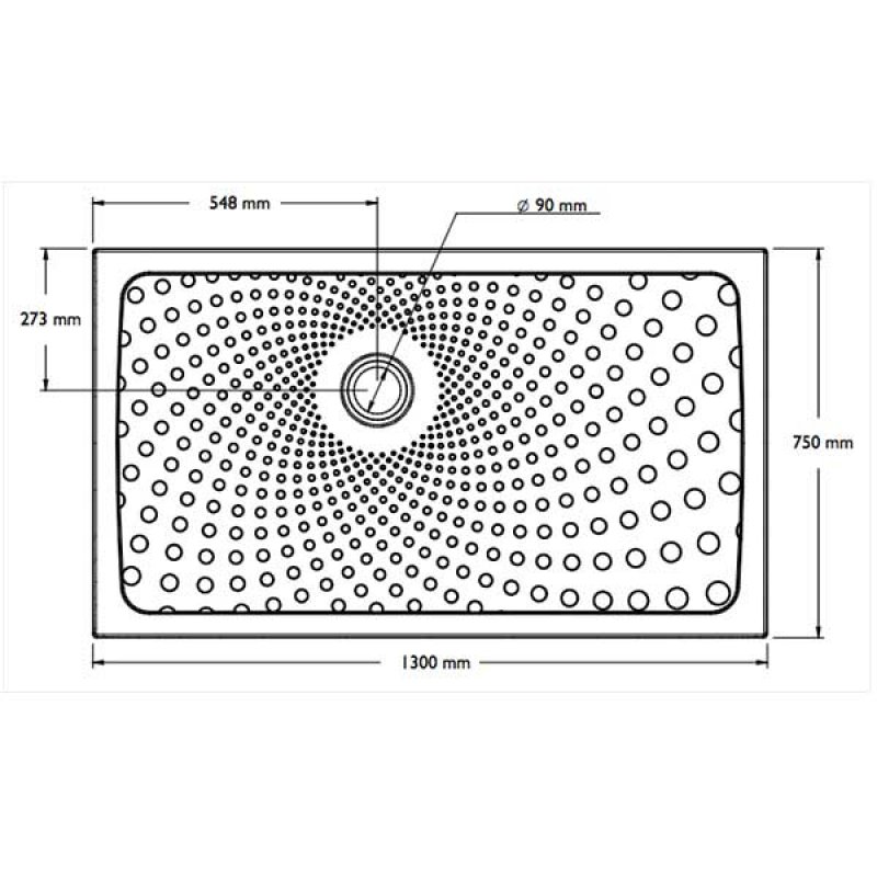 Impey Slimline 35 Rectangular Shower Tray with Waste 1300mm x 750mm Flat Top