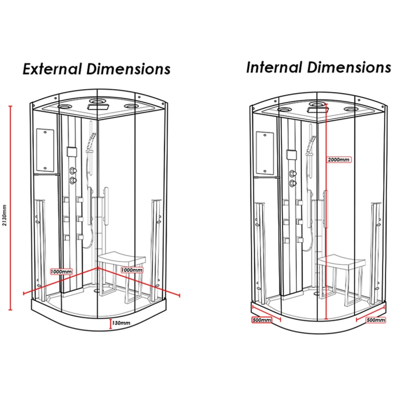 Insignia Black Quadrant Shower Enclosure 1000 x 1000 /Clear