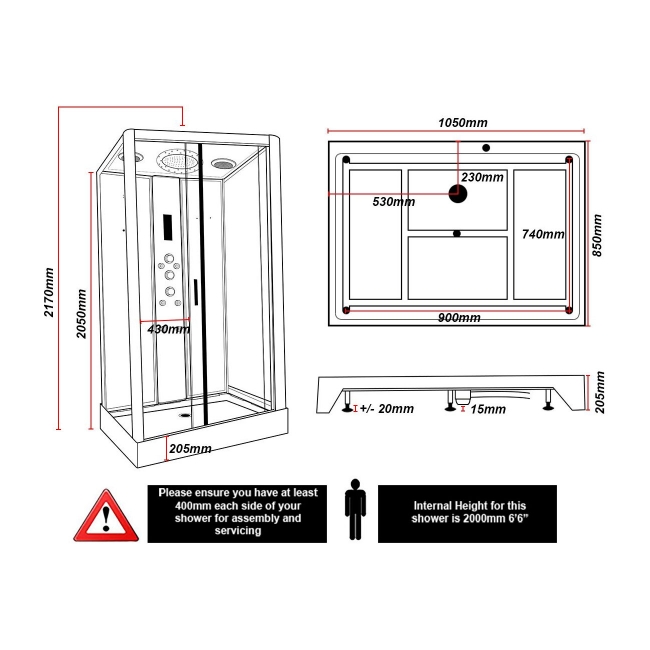 Insignia Platinum White Marble Rectangle Non Steam Shower Cabin 1050mm x 850mm - Chrome Frame
