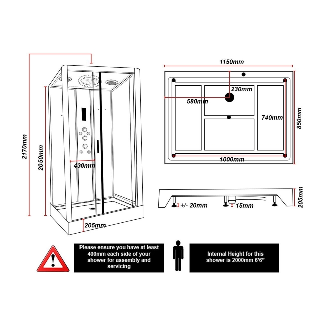 Insignia Platinum White Marble Rectangle Steam Shower Cabin 1150mm x 850mm - Chrome Frame