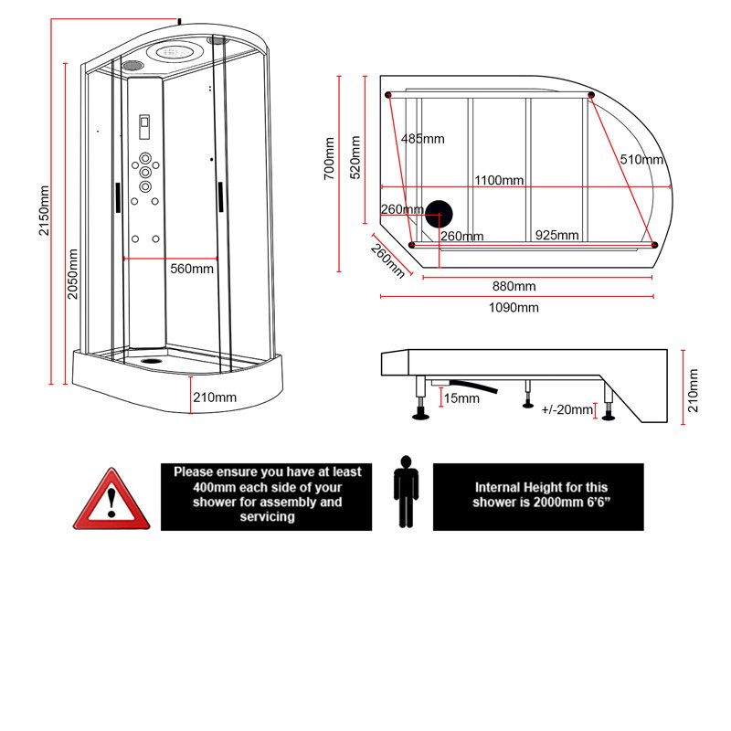 Insignia Premium Offset Quadrant Non Steam Shower Cabin 1100mm x 700mm LH - Chrome Frame